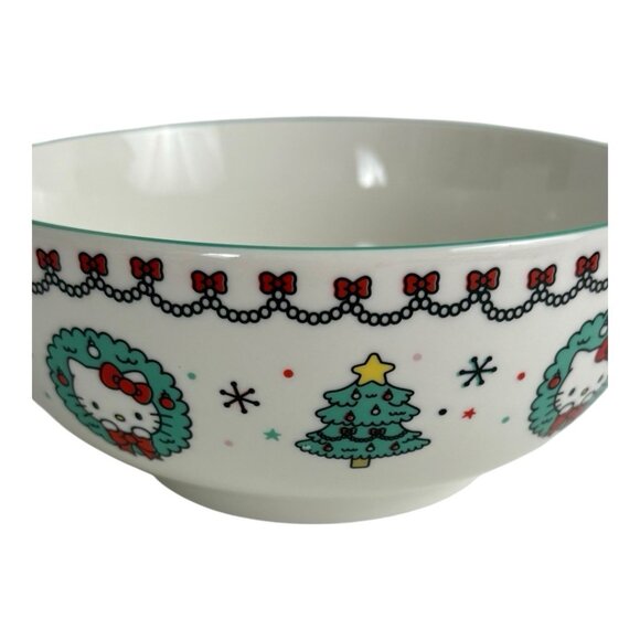 Hello Kitty Christmas Holiday Trees/Wreath Ceramic 6" Bowl Set of 2 NEW - Picture 8 of 10